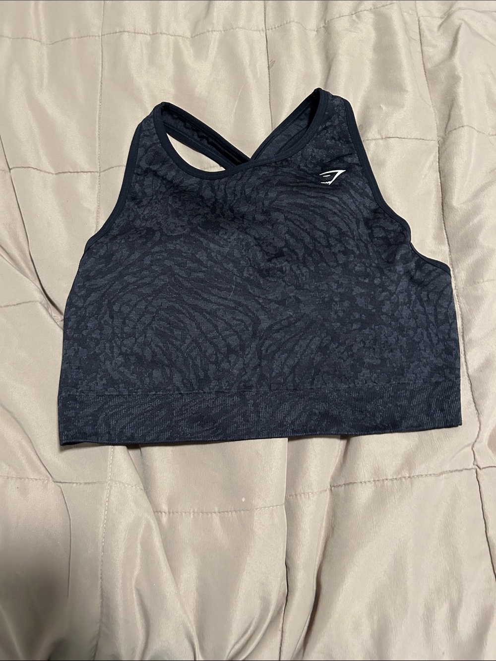 Gymshark Black Textured Seamless Crossback Sports Bra